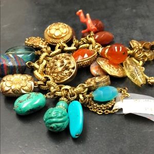 Stephen Dweck bronze and stone charm bracelet